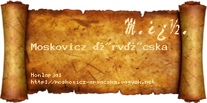 Moskovicz Árvácska névjegykártya